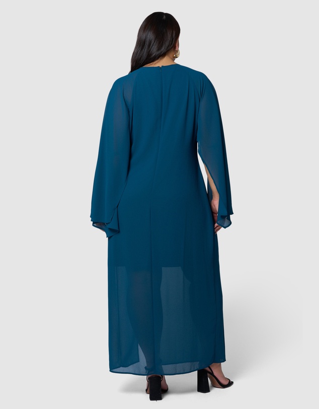 Pink Dusk by Curve Project - Eclipse Cape Maxi Dress