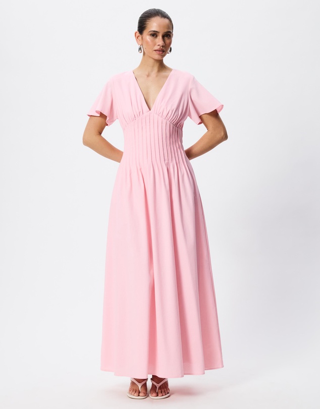 Tussah - Maysen Linen Blend Pintuck Midi Dress