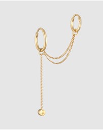 Elli Jewelry - Earrings Creoles Ear Chain Modern with Crystals in 925 Sterling Silver