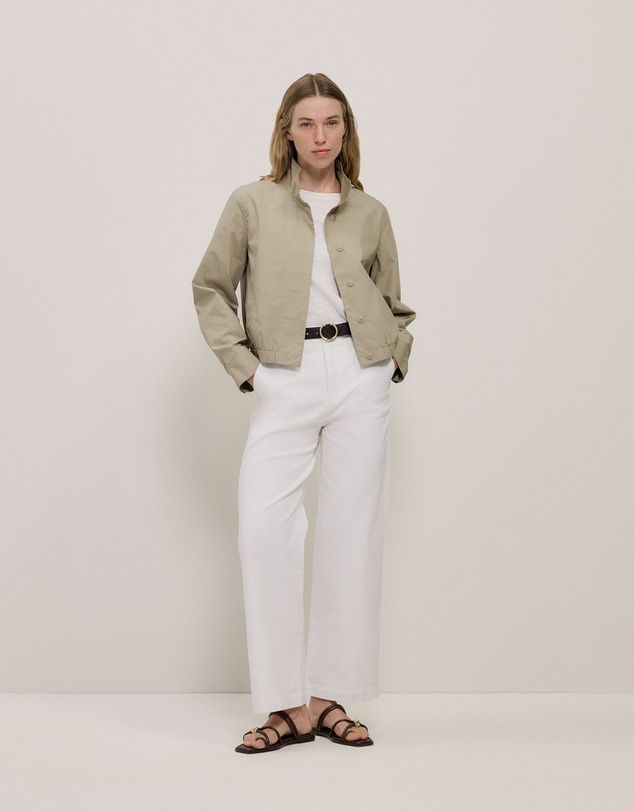 Trenery - Funnel Neck Bomber Jacket in Olive Brown