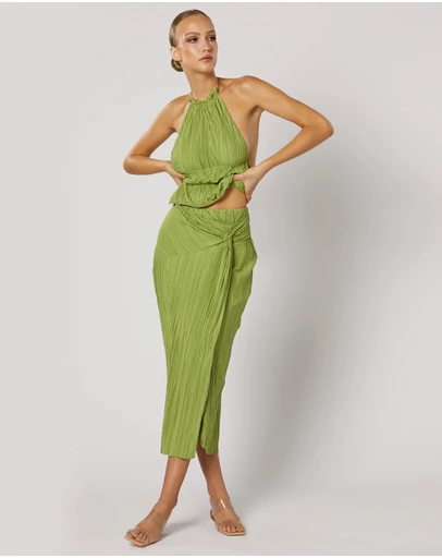 Winona - Plisse Skirt Green