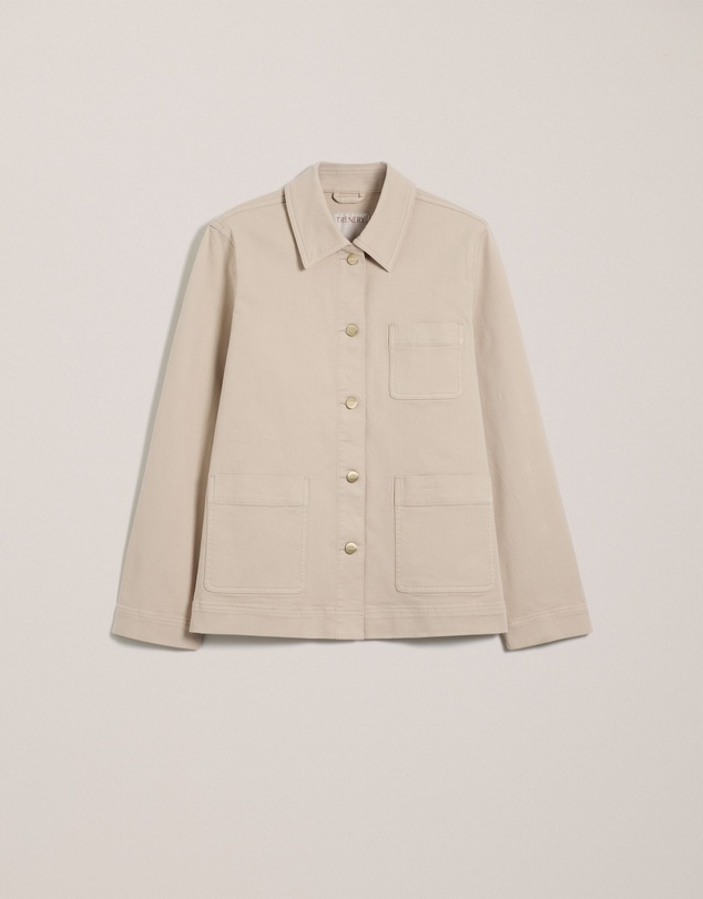 Trenery - Garment Dyed Denim Pocket Detail Jacket in Sandstone