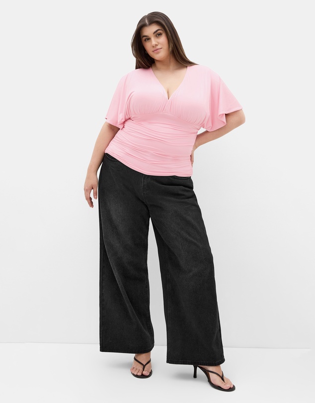 City Chic - Plus size Tilly Ruched Top - soft pink