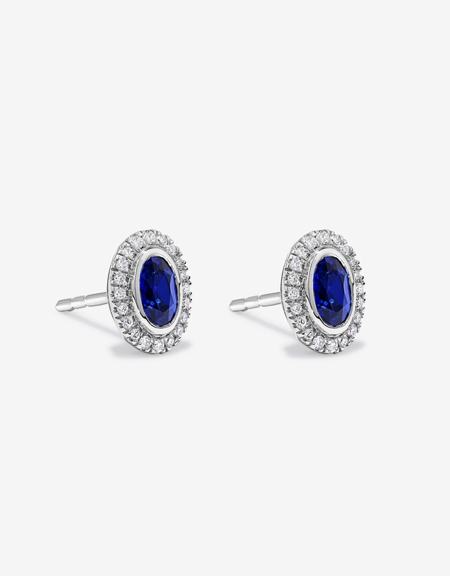 Michael Hill - Created Sapphire & 0.14TW Laboratory-Grown Diamonds Halo Gift Set in Sterling Silver