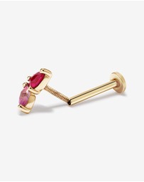 Michael Hill - Pink Sapphire and Ruby Gemstone Flat Back Helix Single Stud Earring in 10kt Yellow Gold