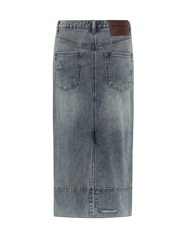 ONE TEASPOON - Cassidy Mid Waist Long Denim Column Denim Skirt - Dirty Blue