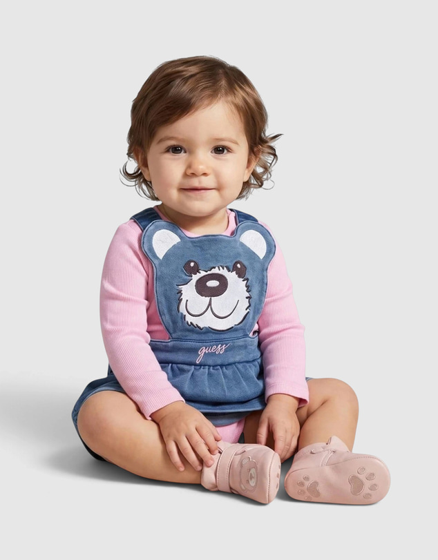 GUESS - Bodysuit and Bear Knit Denim Skirtall Set