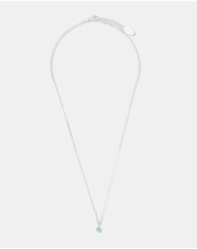 Georgini - Natural Turquoise And Diamond December Silver Pendant