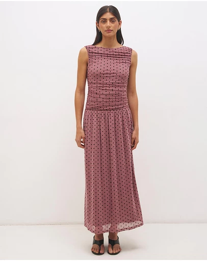 MON RENN - Sonata Spot Gathered Dress
