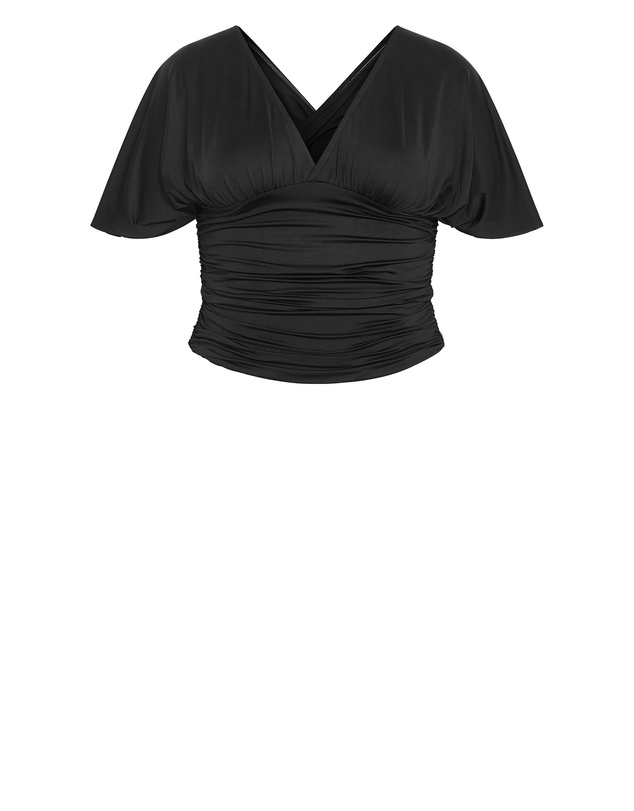 City Chic - Plus size Tilly Ruched Top - black