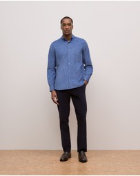Trenery - Regular Fit Cord Check Shirt in Steel Blue