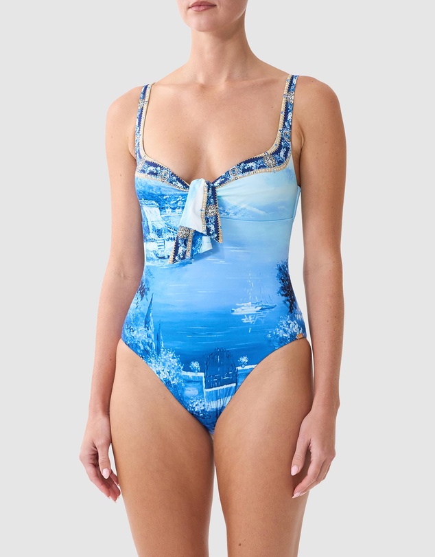 Camilla - Sweetheart Neck One Piece with Tie Front
