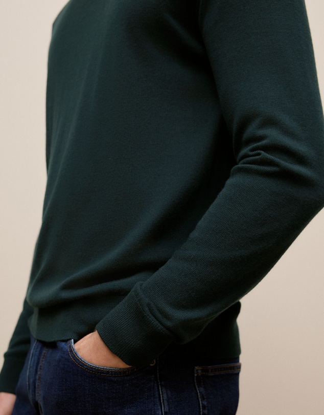 Trenery - Merino Classic Crew in Pine Green