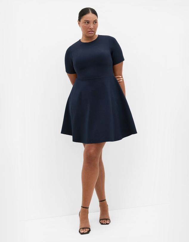 City Chic - Plus size Cariline Mini Skater Dress - navy