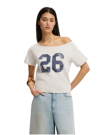 Cotton On - The Sporty Off Shoulder Graphic Tee