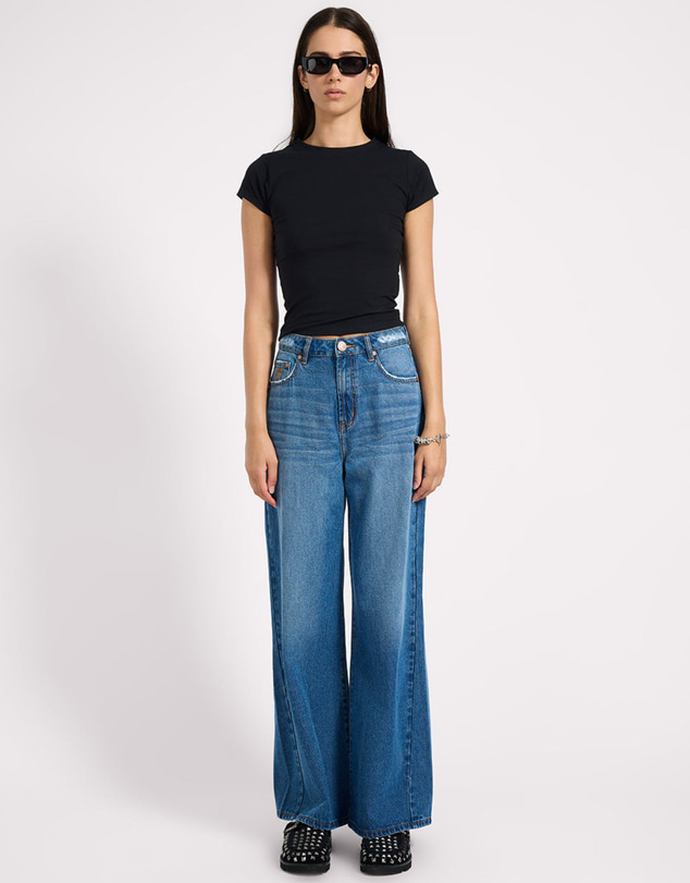 ONE TEASPOON - Love Machines High Waist Super Wide Leg Denim Jeans - Pacifica