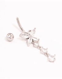 Lovisa - Surgical Steel Butterfly Cubic Zirconia Drop Belly Bar