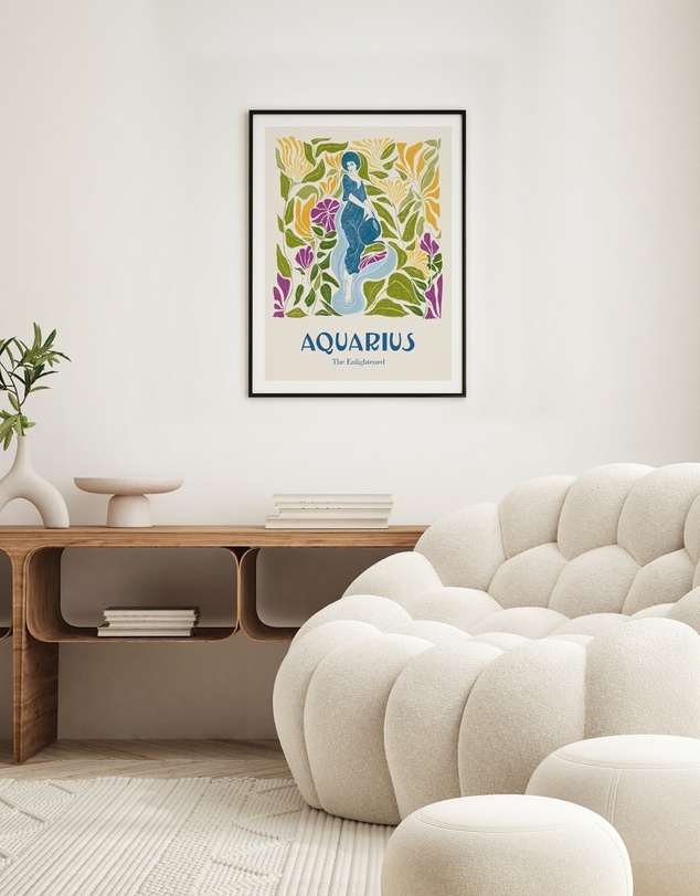 Olive et Oriel - Aquarius - Illustrated Star Sign Art Print