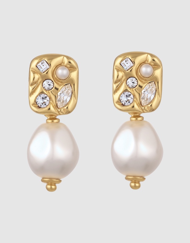 Elli Jewelry - Earrings Stud Pearl Drop 925 Sterling Silver Gold-Plated