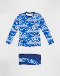 Bluesalt Beachwear - Hawaiian Palms Long Sleeve Rash Top and Matching Jammer Pant Set
