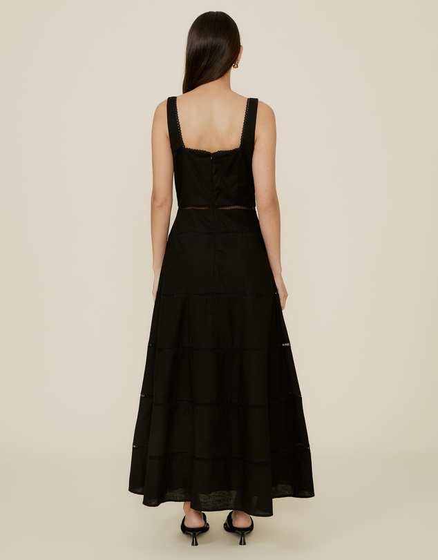 The Fated - Ruffle Pinafore Maxi Tiered Dress