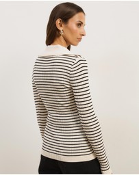 Atmos&Here - Noa Button Front Striped Cardigan