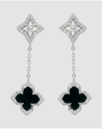Georgini - GEORGINI MIDNIGHT VELVET BLACK AGATE FAIRWATER DROP EARRINGS SILVER