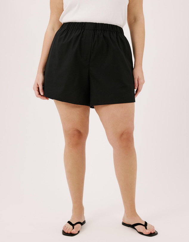 Atmos&Here Curvy - Lana Everyday Linen Shorts With Mock Fly Detail In Eu Flax Linen
