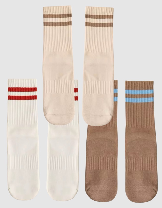 High Heel Jungle - Varsity Premium Cotton Pilates Yoga Grip Socks - 3 Pack