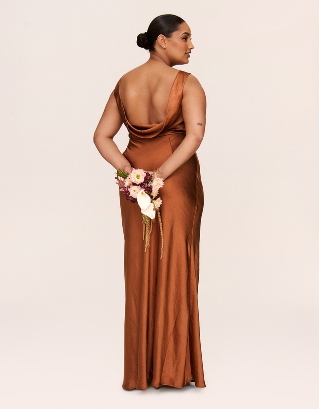 Six Stories - Cowl Back Satin Bridesmaid Dress