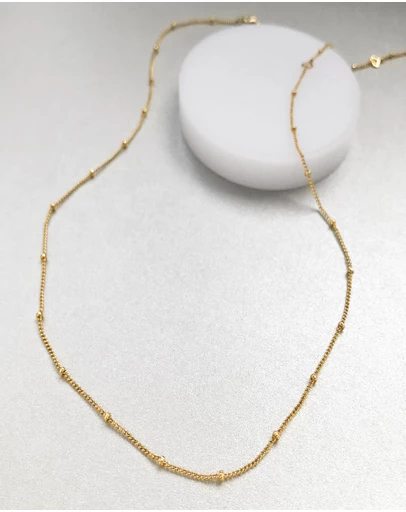 Wanderlust + Co - Beaded Chain Gold Necklace