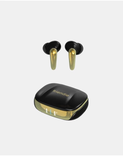Friendie - AIR Focus ANC Matte Black and Gold Noise Cancelling Earbuds (True Wireless In Ear Headphones)