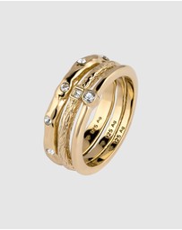 Elli Jewelry - Ring Set of 3 Crystal 925 Sterling Silver Gold-Plated