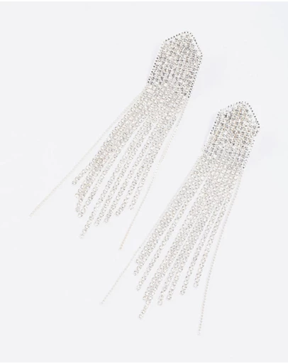 Lovisa - Silver Multi Chain Pointed Drop Earrings