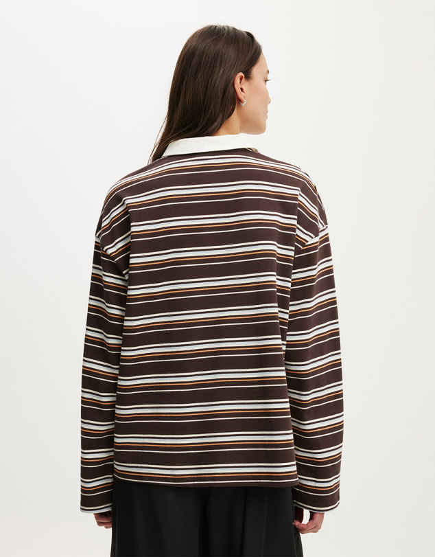 Cotton On - Oversized Long Sleeve Graphic Polo