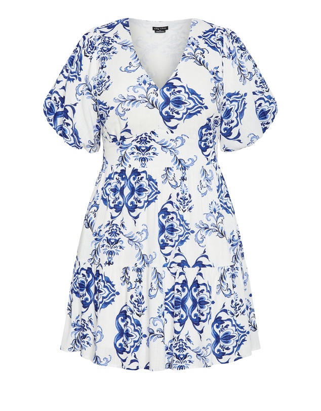 City Chic - Plus size Winslow Short Sleeve Print Dress - white
