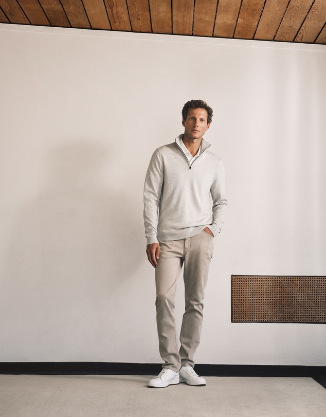 Trenery - Garment Dyed Cotton Five Pocket Pant in Pale Grey