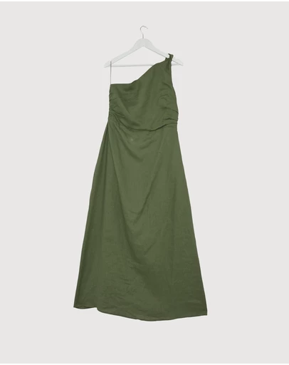 Revibe - Repaired AERE Lettie One Shoulder Maxi Dress - AU 14