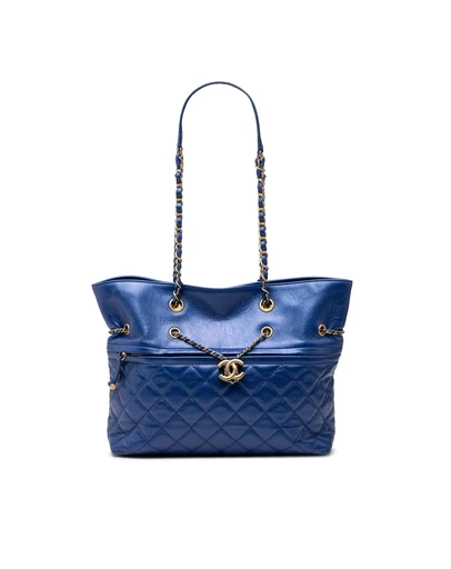 Pre-Loved by Azura Reborn - Pre-Loved CC Calfskin Front Zip Drawstring Chain Tote