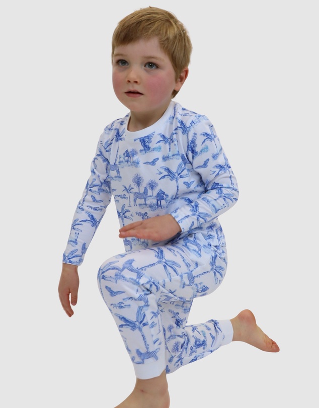 Sant And Abel - Kids Skydog Blue Toile Long PJ Set