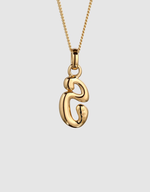 Elli Jewelry - Bubble Letter S Necklace in Gold-Plated 925 Silver