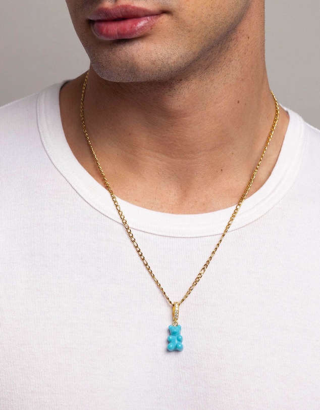 Nialaya Jewellery - Men's Turquoise Gummy Bear Necklace
