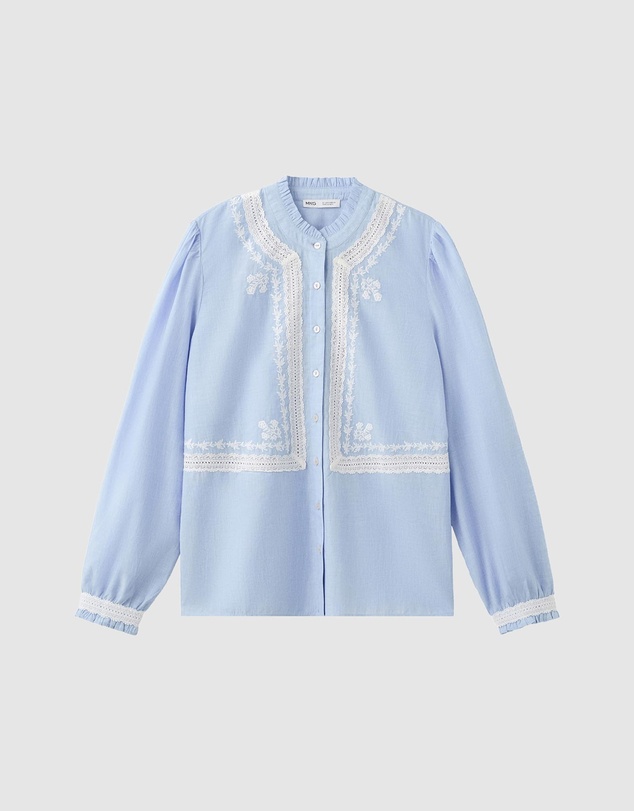 M.N.G - Embroidered Blouse with Scalloped Details