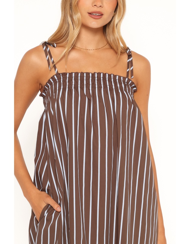 Petal & Pup - Talita Maxi Dress - Brown/Blue Stripe