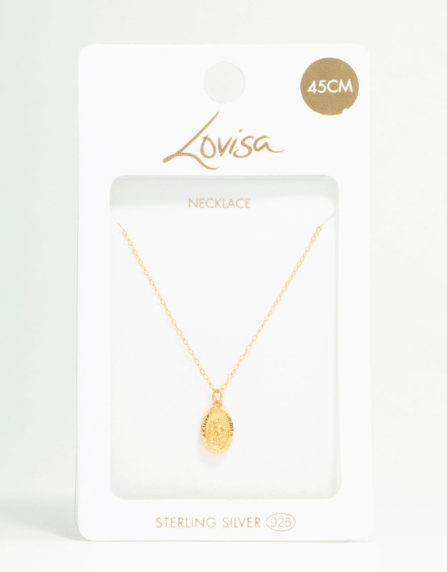 Lovisa - Gold Plated Sterling Silver St. Christopher Pendant Necklace