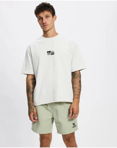 Thrills - Excitement Excitement Embro Box Fit Oversize Cropped Raw Hem Tee