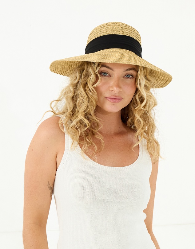 Morgan & Taylor - Shay Braided Straw Sun Hat in Natural Beige