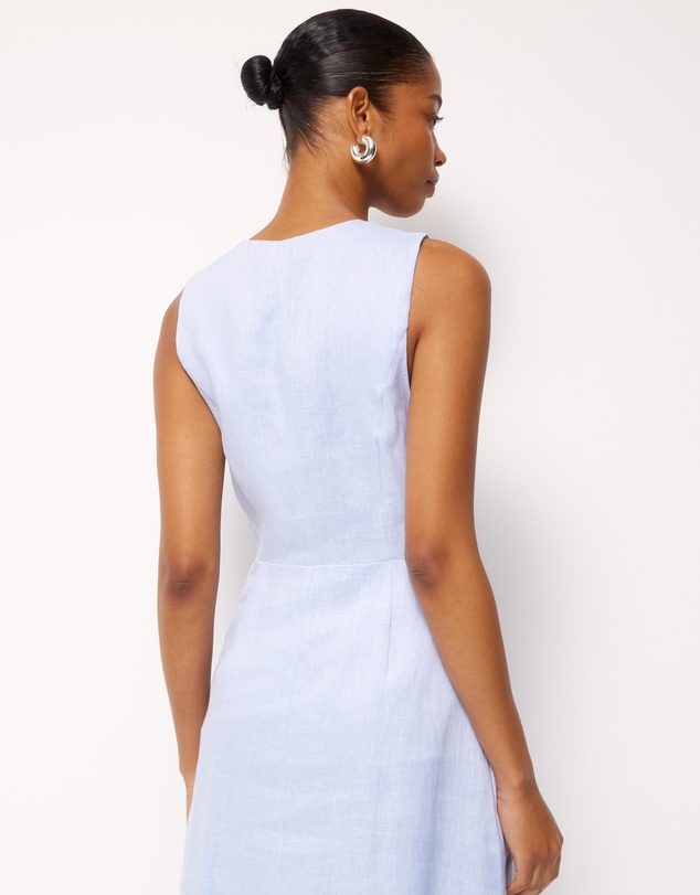 Revibe - Repaired AERE Cari Bead Detail Linen Midi Dress - AU 18