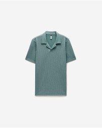 Calibre - Striped Seersucker Knit Polo Sea Green