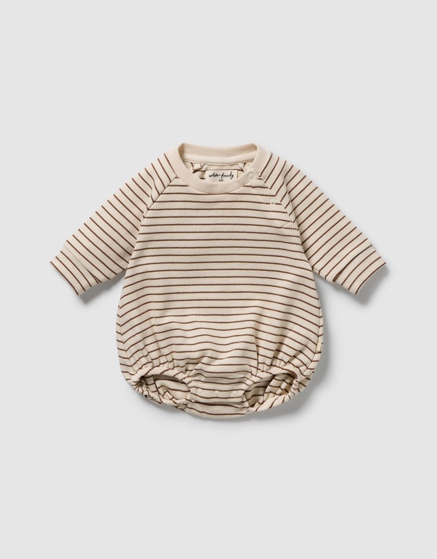 Wilson & Frenchy - Nutmeg Stripe Organic Waffle Bodysuit - Babies
